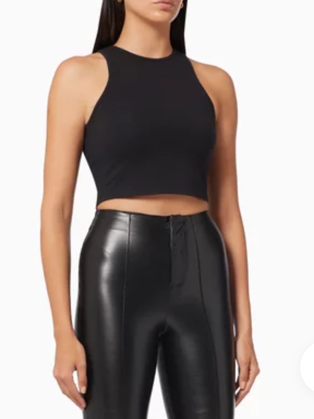 Good American Essential Cut-In Crop Top in Black, Size 4 (L)